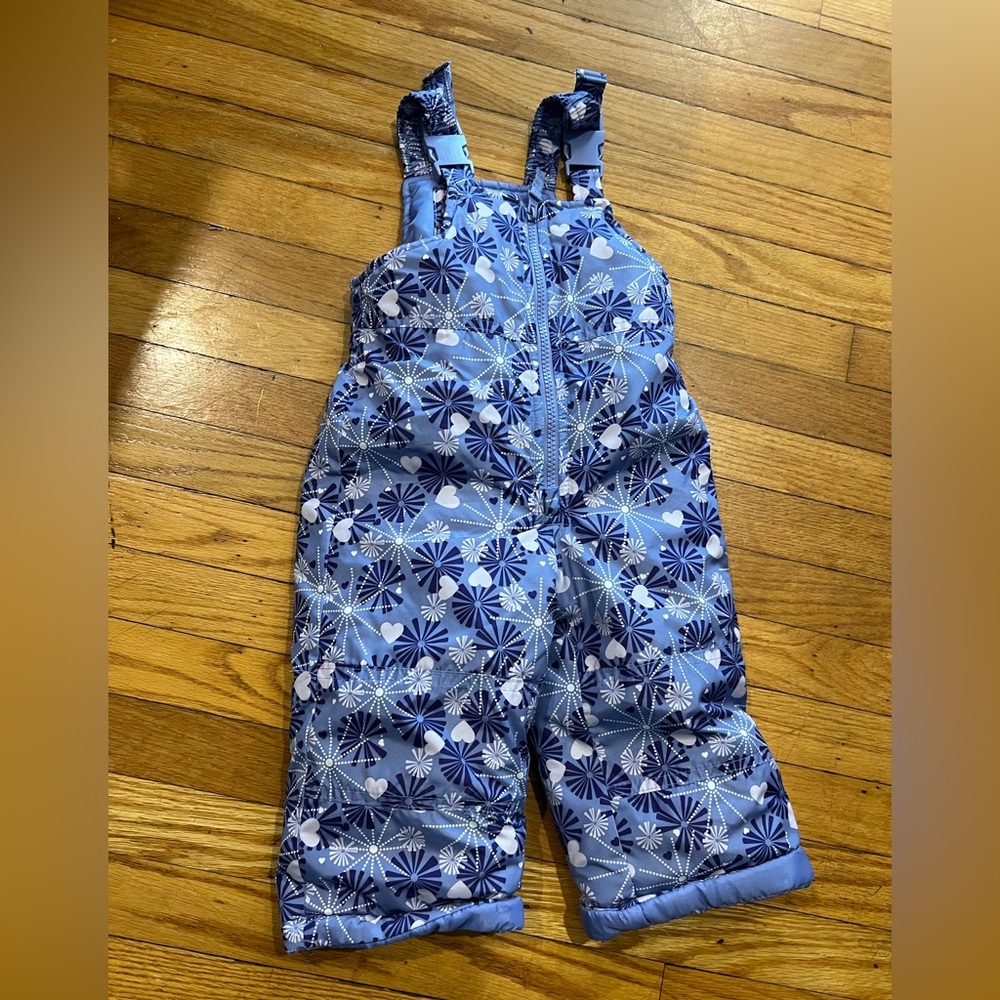 Girls Blue Snowflake Snow Pants Overalls 12M